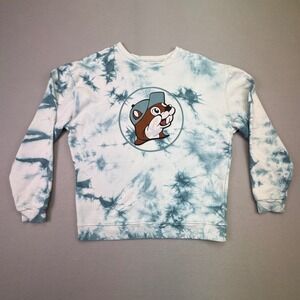 Bucc-ees Tie Dye Crewneck Sweatshirt Women's Small Blue White‎ Graphic Pullover